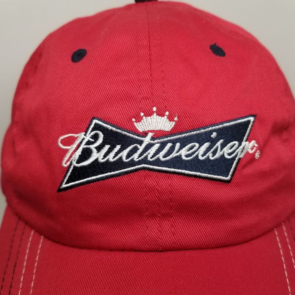 Budweiser Bud Light Anheuser Busch Trucker Hat Red Adjustable StrapBack Official